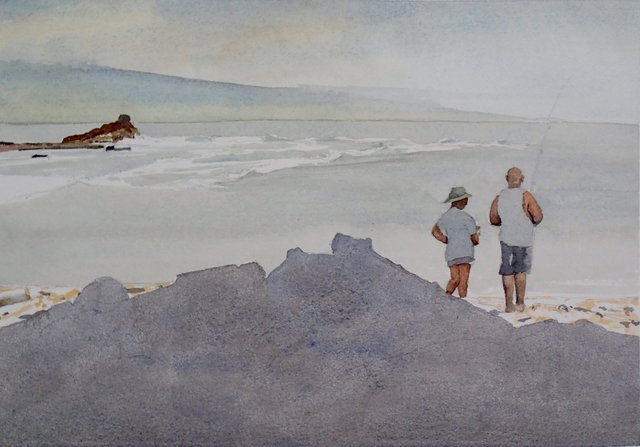 Fishing at Airport Beach, Kona