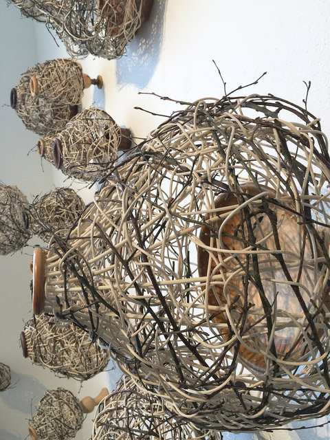 Installation made of wooden objects and rattan. 2015