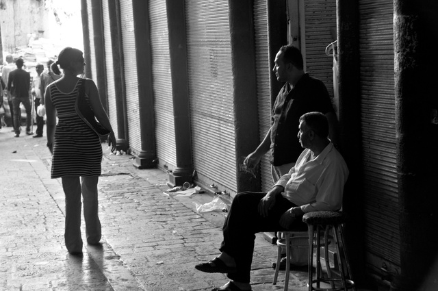 Men observing, Damascus 