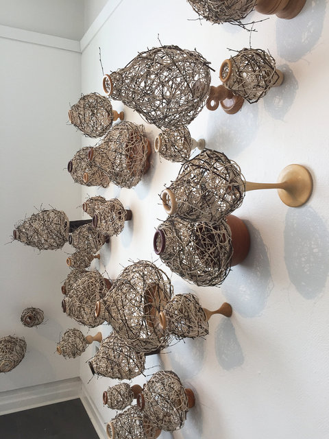 Installation made of wooden objects and rattan. 2015