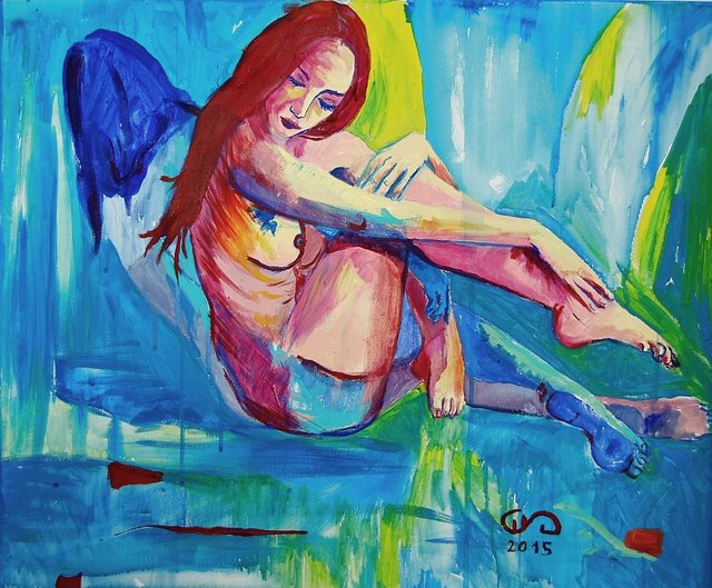 Duo z cyklu Umizgi 46x55 akryl olej płótno 2015