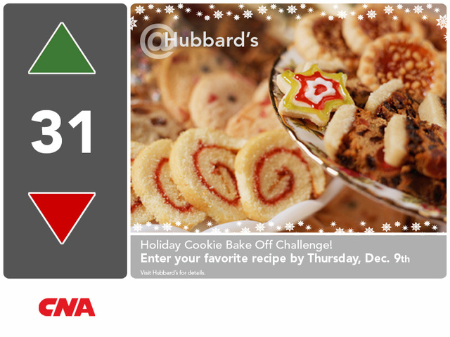 CNA elevator ad for holiday food drive