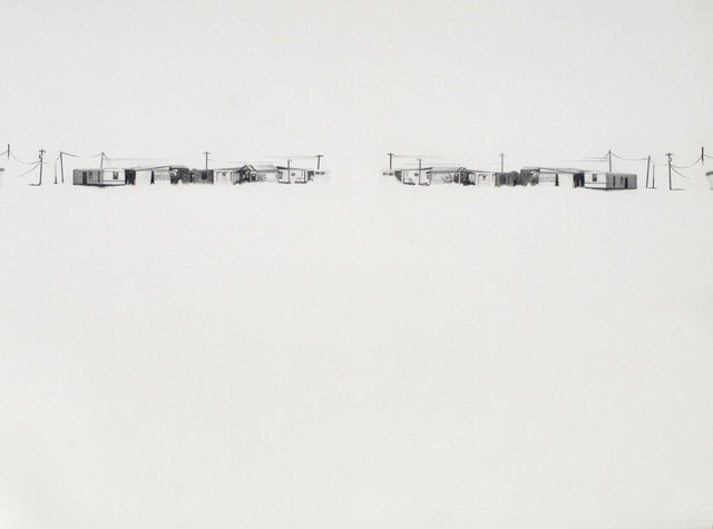 West Texas on I-10, 2009, graphite on paper, 12 x 16"