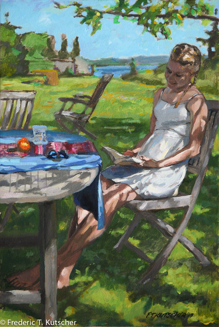 Finnish Girl Reading under Oak Tree