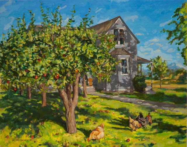 House and Orchard, September Late Afternoon