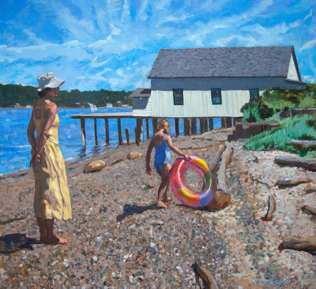 On Dockton Beach with Floatie Ring