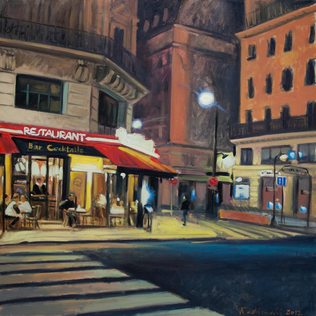 Midnight in Paris, 90x90 olej płótno 2012