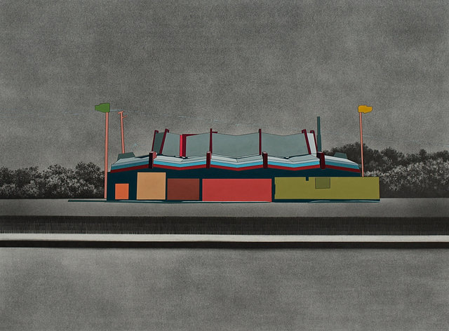 The Golden Waffle, 2014, gouache and graphite on paper, 24 x 32" 