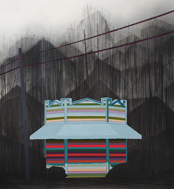 The Barbers, 2015, graphite and gouache on paper 30 x 22 ½ "