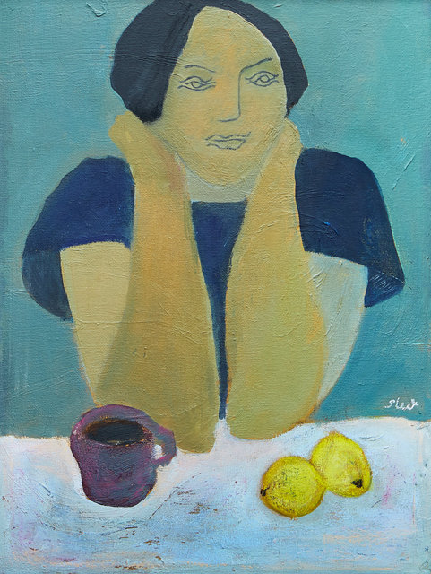 Girl with Coffee and Lemons