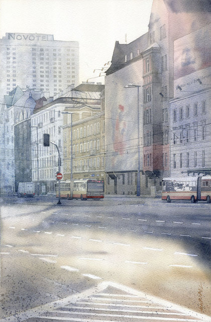 Aleje Jerozolimskie 40x60 akwarela