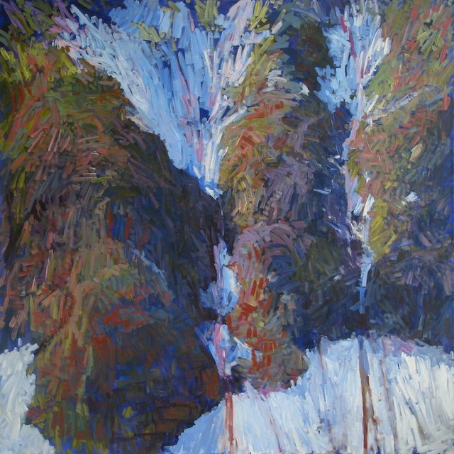 Two Snow Chutes Late Spring, 2013, Acrylic on Canvas, 72" x 72"