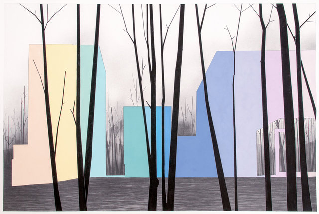  Cantilever 2, 2015, graphite and gouache on paper 26 x 40"