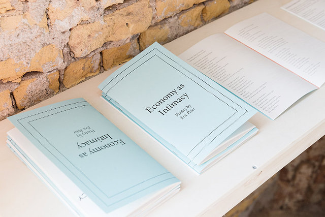 Eric Peter, Economy as Intimacy, 2018, publication and reading(s) as part of Assemblages of Intimacy. Photo: Fabian Landewee