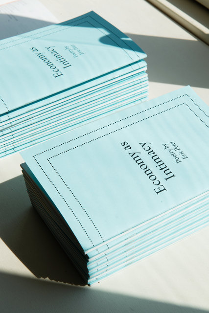 Eric Peter, Economy as Intimacy, 2018, publication and reading(s) as part of Assemblages of Intimacy. Photo: Fabian Landewee