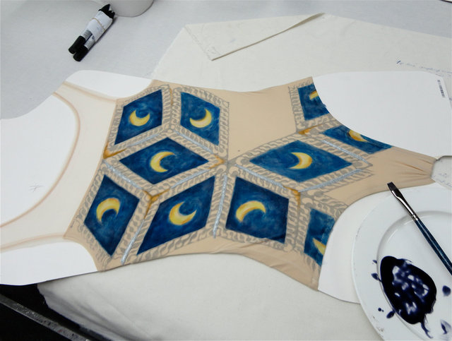 Hand-dyed and painted leotard for the Royal Ballet