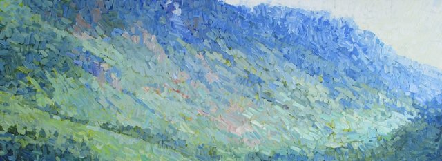 Above Crater Lake, 2014, Acrylic on Canvas, 34 x 96 in.