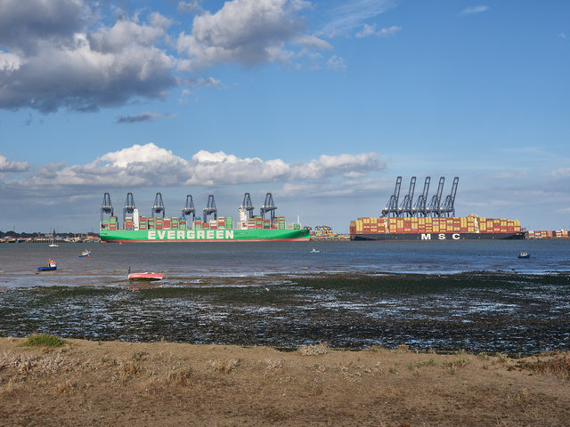 Felixstowe from Harwich Green, 28 Aug 26, (Evergreen) "Ever Art", (MSC) Iva