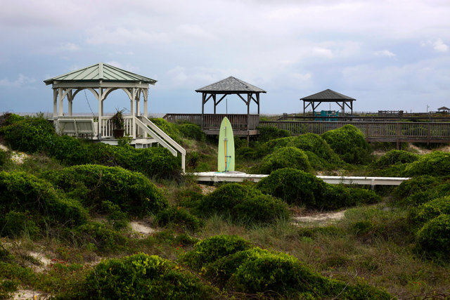 Gazebos along Oak Island's Cazwell Beach, N.C.