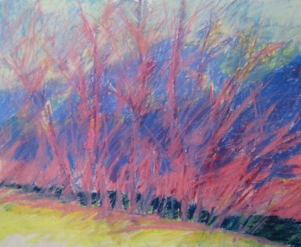 Cottonwoods with Mt Sopris, Pastel on Paper, 16 x 20 in.