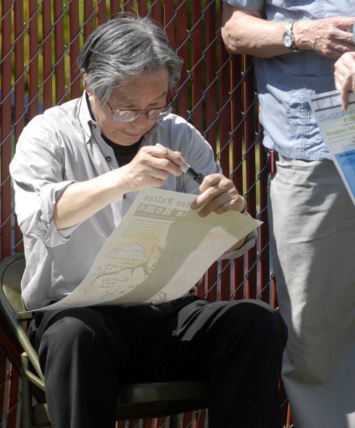 Fuller's partner Thomas Zung signing poster