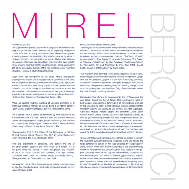 Mirel Bercovici Bio/Exhibit/Career Highlights