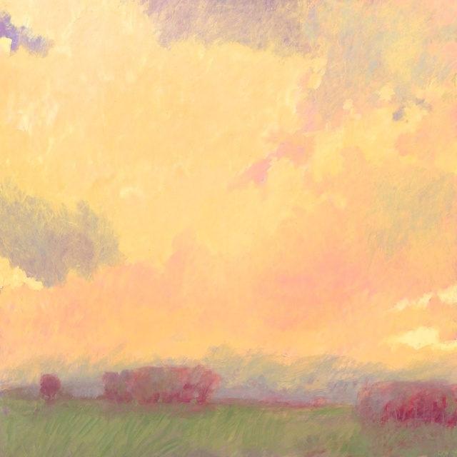 Sopris View with Clouds, Acrylic on Masonite, 46 x 46 in.