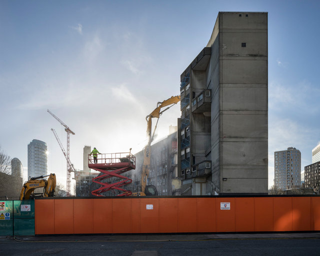 Demolition of Robin Hood Gardens. The Smithsons