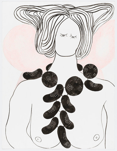 Extravagant Model Showing Necklace ‘ Balls and Sausages’ in Front of Non Existing Sculpture