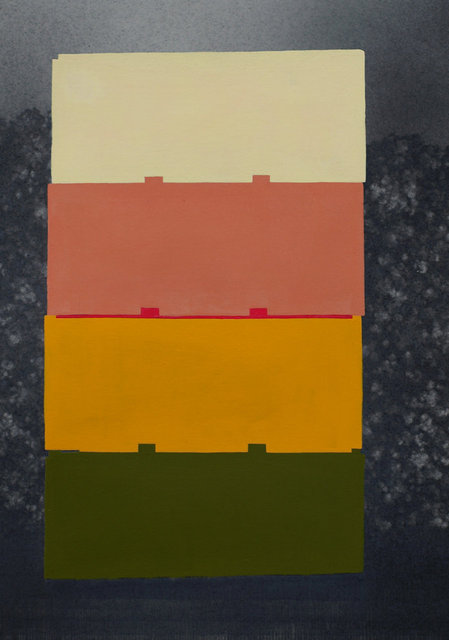 Stacked, 2014, gouache and graphite on paper, 9 x 7" 