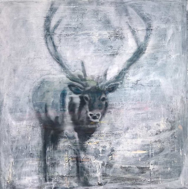 glimmer elk, 4'x4'-sold