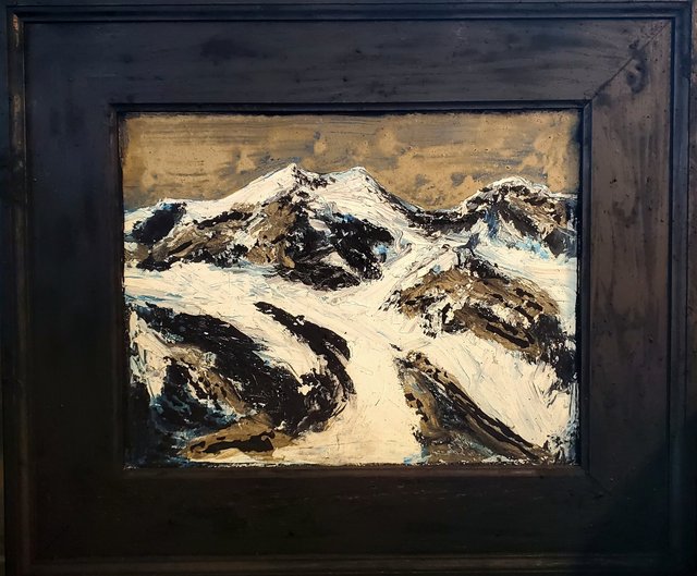 "Shining Sky Ice" 16x20 lightning charcoal, volcanic ash and oil