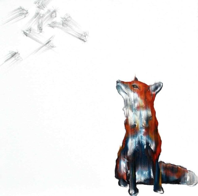 “the woods were full of trees, the foxes are still alive” , 30"x30"-sold
