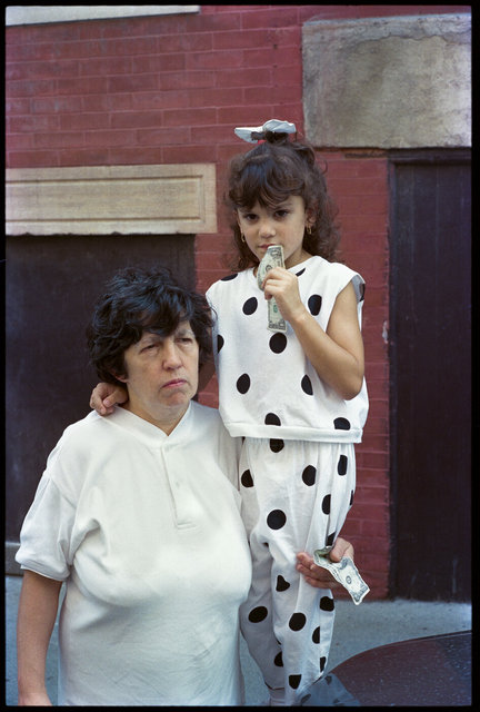 Girl in polka dot outfit with woman July 25, 1989.jpg