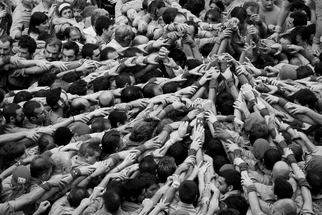 Human towers.Castellers de Sants