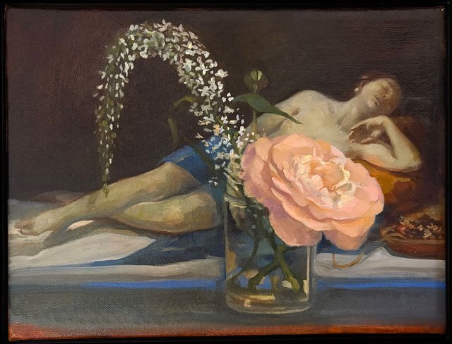 Gentileschi Blue, oil on canvas, 12"x9"