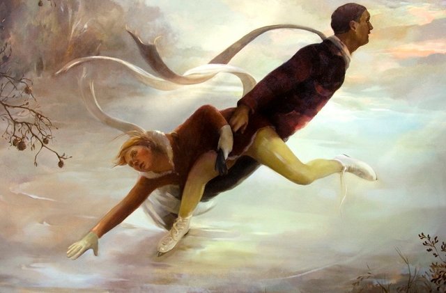 Skaters, oil on canvas, 72"x48"