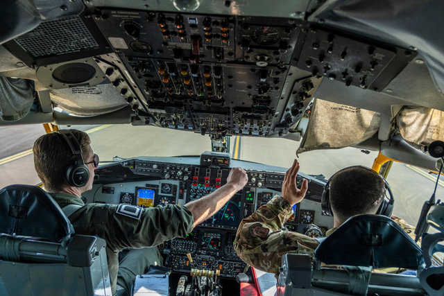 Col Ryan Garlow greets colleagues during commemoration flight Operation Chowhound