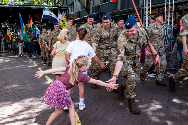 The flag parade during the largest four-day walking event in the world