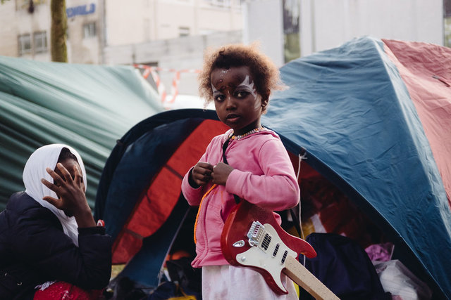 Refugee camp Maximiliaanpark Brussels.