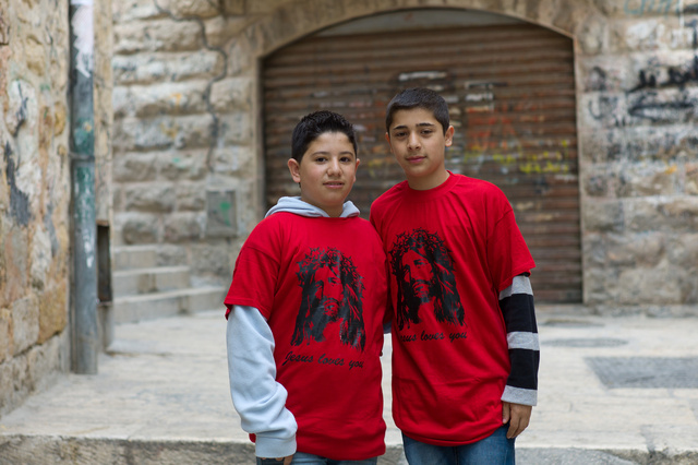 Palestinian boys on Easter Sunday