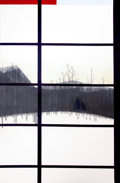 Scene from a Library, 2015, graphite, gouache and pastel on paper 40 x 26"