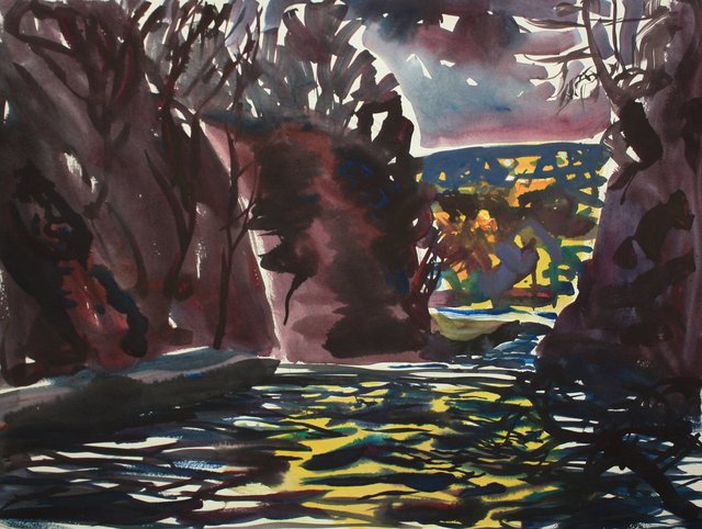 Cascadilla Gorge Night  22 x 29"