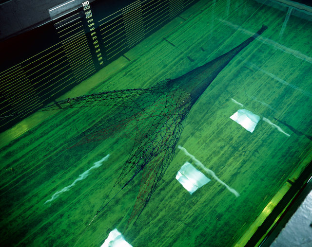 La tour pélagique, 2008, Maquette au 1/100 ème, bassin d’essai, Ifremer, Lorient.