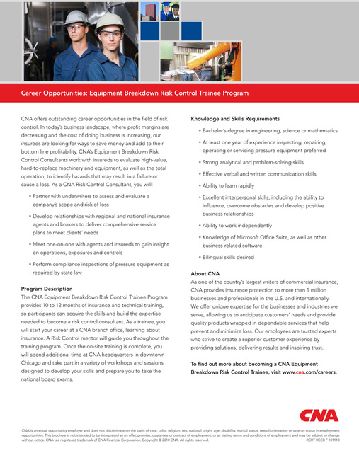 CNA Risk Control Flyer - Equipment Breakdown