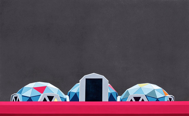 Sun Valley Blvd, 2014, gouache and graphite on paper, 24 x 32"