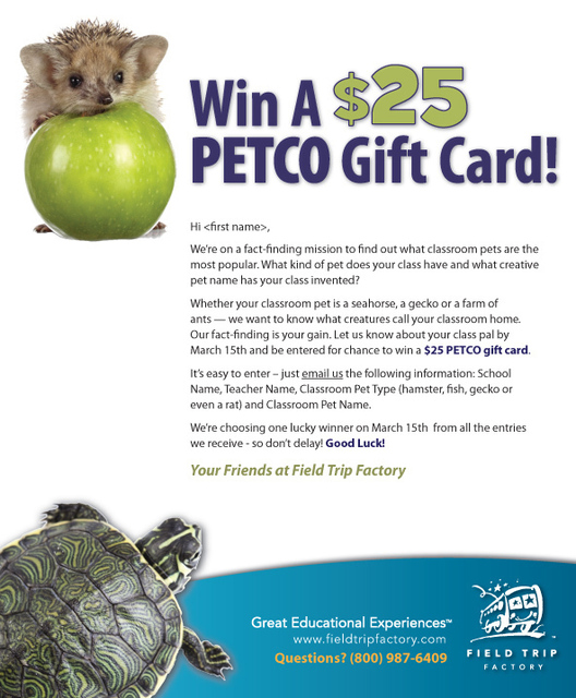 Field Trip Factory PETCO Gift Card Email