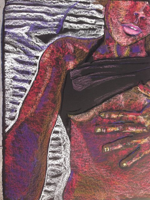 Jade with gold nail polish, 2016, Oil Pastel & gold leaf on paper, 30 x 22 in.
