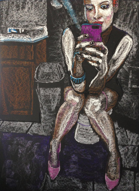 Katrina del Mar: Katrina del Mar, Lauren Robin, Pink Shoes, 2016, Oil Pastel on paper , 30 x 22 in.