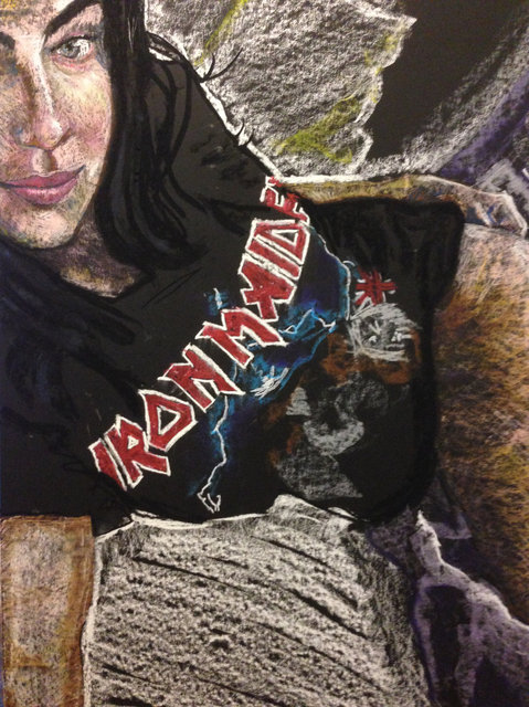 Sophie, Iron Maiden, 2016, Oil Pastel on paper , 30 x 22 in.